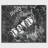 Papier Cadeau Tout nom Personnalisable Créatif Noir & Blanc (Plat)