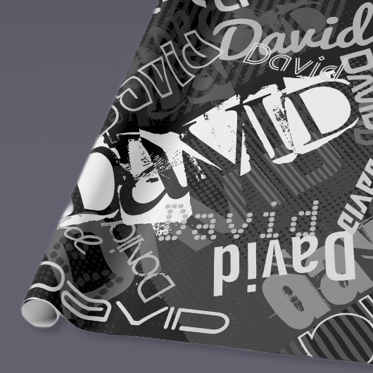 Papier Cadeau Tout nom Personnalisable Créatif Noir & Blanc