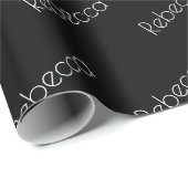 Papier Cadeau Tout nom | Style blanc moderne sur noir (Coin rond)