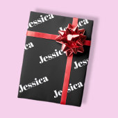 Papier Cadeau Tout nom | Typographie blanche rétro-modern sur fo
