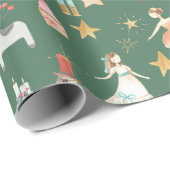 Papier Cadeau Tout Nutcracker Noël Forêt verte (Coin rond)