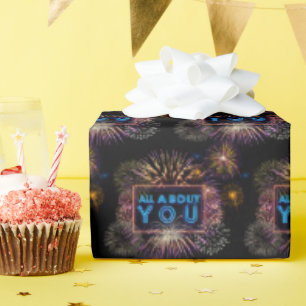 Papier Cadeau Tout Sur Vous Neon Signer Avec Fireworks