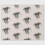 Papier Cadeau "Toute l'illustration noire de chien de pitbull (Plat)