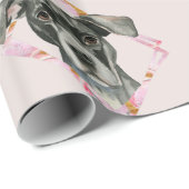 Papier Cadeau "Toute l'illustration noire de chien de pitbull (Coin rond)