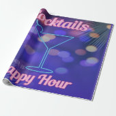Papier Cadeau Toutes les heures est heureux Hour Neon Sign Cockt (Déroulé)