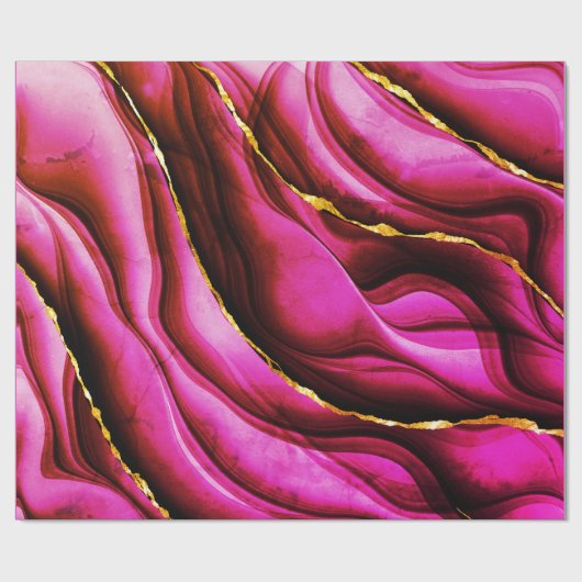 Papier Cadeau Toutes les occasions Hot rose marbre Parties scint (Plat)