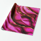 Papier Cadeau Toutes les occasions Hot rose marbre Parties scint (Déroulé)