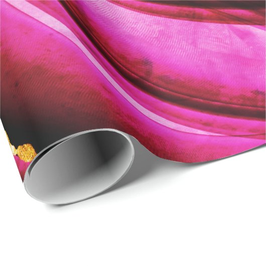 Papier Cadeau Toutes les occasions Hot rose marbre Parties scint (Coin rond)