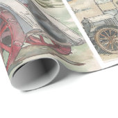 Papier Cadeau Toutes les voitures Vintage (Coin rond)
