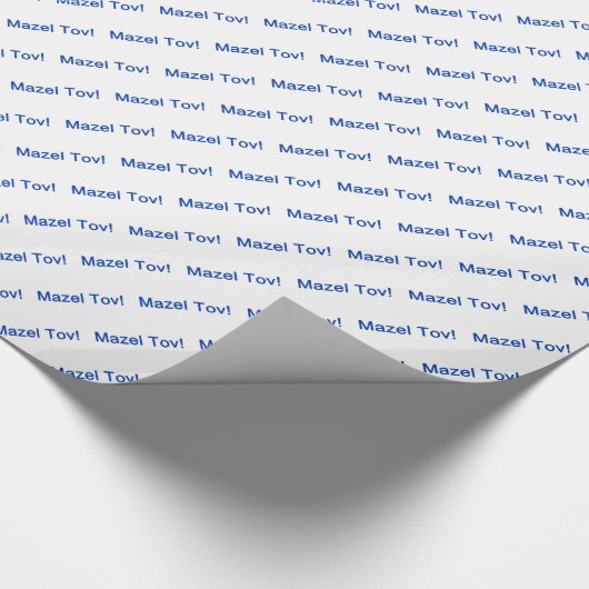 Papier Cadeau Tov Mazel Bleu ! (Félicitations) sur White (Coin)