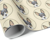 Papier Cadeau Toy Fox Terrier Peinture - Cute Original Chien Art (Coin rond)