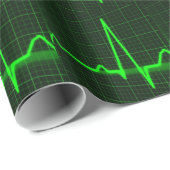 Papier Cadeau Trace d'impulsion de battement de coeur (Coin rond)