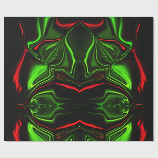 Papier Cadeau Tracées courbes rouges et vertes sur arrière - pla (Plat)