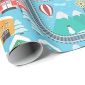 Papier Cadeau Traces de la ville et du chemin de fer (Coin rond)