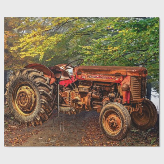 Papier Cadeau Traceur de la ferme rouge (Plat)