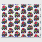 Papier Cadeau Tracteur Agricole Décoré Pour Noël (Plat)