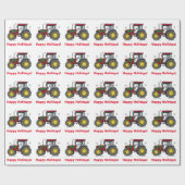 Papier Cadeau Tracteur avec la guirlande de Noël (Plat)