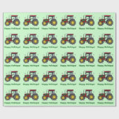 Papier Cadeau Tracteur avec la guirlande de Noël (Plat)