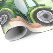 Papier Cadeau Tracteur d'aquarelle pour animaux de ferme (Coin rond)