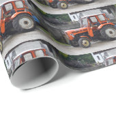 Papier Cadeau Tracteur Diesel Orange Steyr KL II (Coin rond)