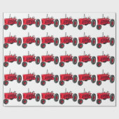 Papier Cadeau Tracteur rouge vintage (Plat)