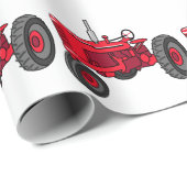 Papier Cadeau Tracteur rouge vintage (Coin rond)