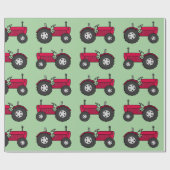 Papier Cadeau Tracteur rouge vintage (Plat)