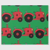 Papier Cadeau Tracteur rouge vintage (Plat)