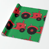 Papier Cadeau Tracteur rouge vintage (Déroulé)