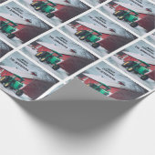 Papier Cadeau Tracteur vert et grange rouge (Coin)