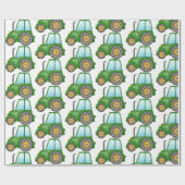 Papier Cadeau Tracteur vert mignon pour l'anniversaire du petit (Plat)