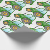 Papier Cadeau Tracteur vert mignon pour l'anniversaire du petit (Coin)