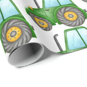 Papier Cadeau Tracteur vert mignon pour l'anniversaire du petit (Coin rond)