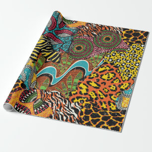Papier Cadeau Traditional african fabric and wild animal skins p