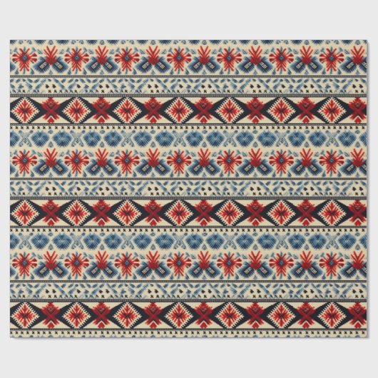 Papier Cadeau Traditional Folk Embroidery Stripe Pattern (Plat)