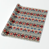Papier Cadeau Traditional Folk Embroidery Stripe Pattern (Déroulé)