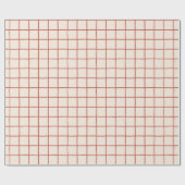 Papier Cadeau Traditional Red Vintage Christmas Grid Checkered (Plat)