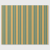 Papier Cadeau Traditional Stripe Pattern Teal Green and Mustard (Plat)