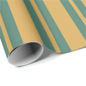 Papier Cadeau Traditional Stripe Pattern Teal Green and Mustard (Coin rond)