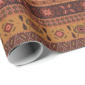 Papier Cadeau Traditional Terracotta Ethnic Tribal Boho Pattern (Coin rond)
