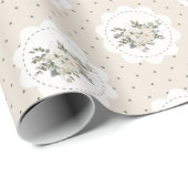 Papier Cadeau Traditional Vintage Beige Christmas Wrapping Paper (Coin rond)