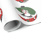 Papier Cadeau Traditionnel - Snowman - Blanc (Coin rond)