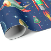 Papier Cadeau trafic de roquettes dans l'espace (Coin rond)