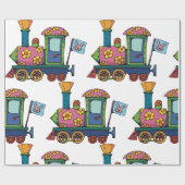 Papier Cadeau Train à fleurs de jouets (Plat)