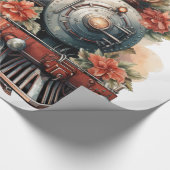 Papier Cadeau Train à vapeur à l'ancienne Noël rétro (Coin)