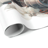 Papier Cadeau Train à vapeur à l'ancienne Noël rétro (Coin rond)