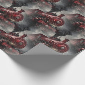 Papier Cadeau Train à vapeur de Noël rouge (Coin)