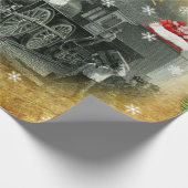 Papier Cadeau Train à vapeur de Noël Vintage (Coin)