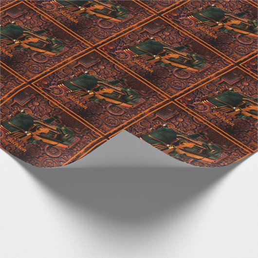 Papier Cadeau Train à vapeur industriel Steampunk (Coin)