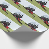 Papier Cadeau Train à vapeur vintage sur rail (Coin)